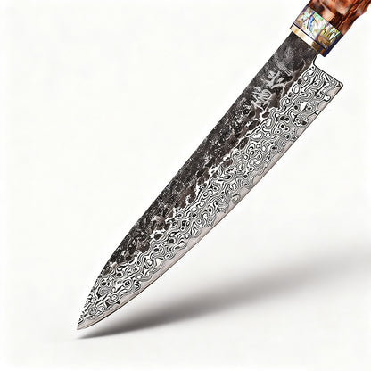 SZAKÁCSKÉS - SUPREME GYUTO – Damascus VG10 – Abalone & Desert Ironwood Edition – Sivatagi Vasfa Markolat