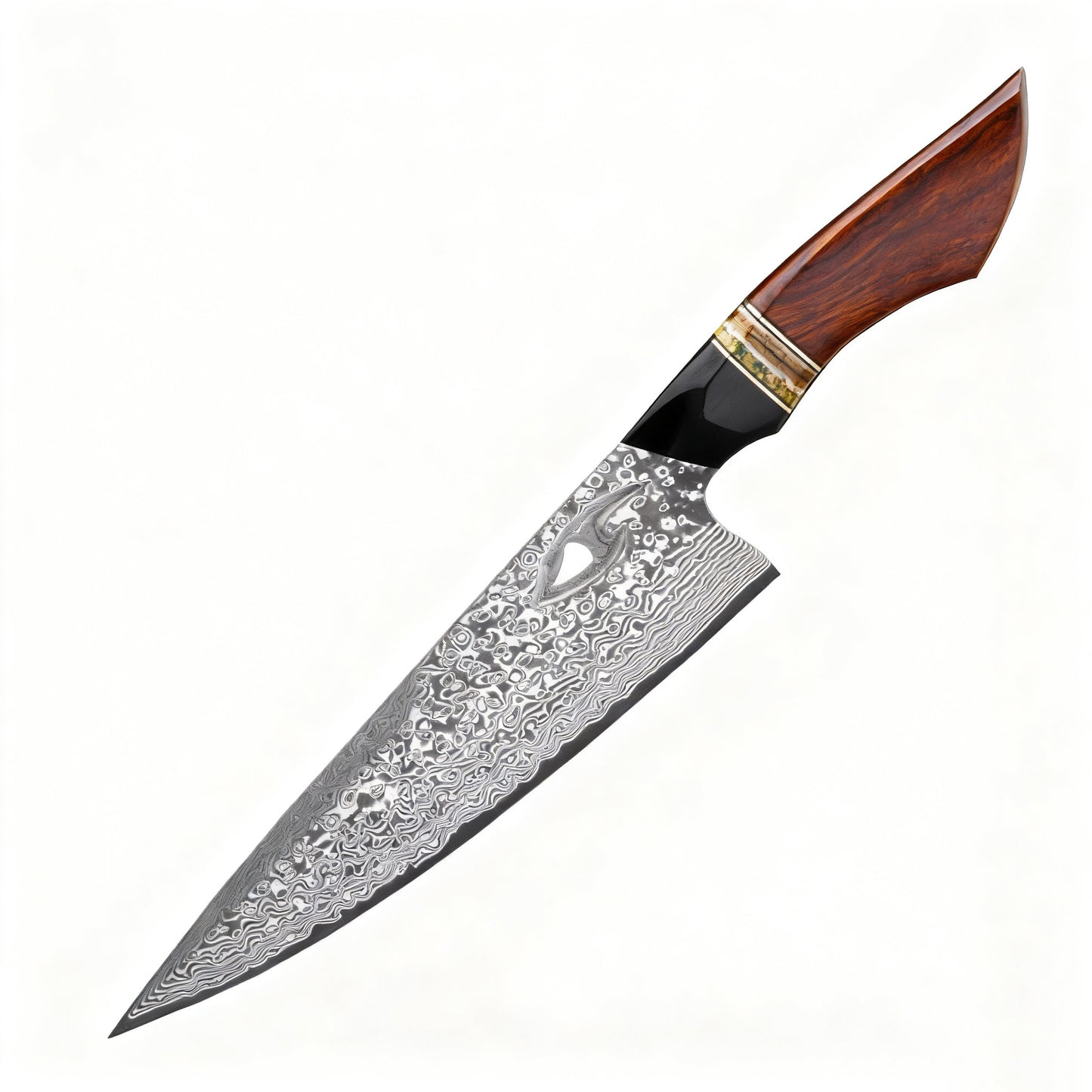 SUPREME GYUTO – Damascus VG10 – Wooly Stone & Ironwood Edition – Bronz Vasfa Markolat - 200 mm