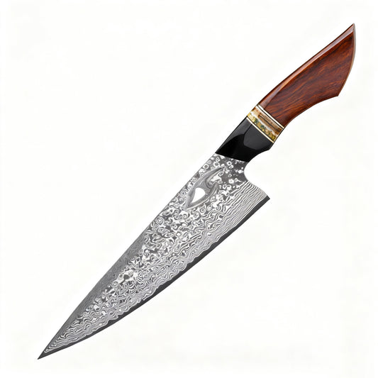 SUPREME GYUTO – Damascus VG10 – Wooly Stone & Ironwood Edition – Bronz Vasfa Markolat - 200 mm