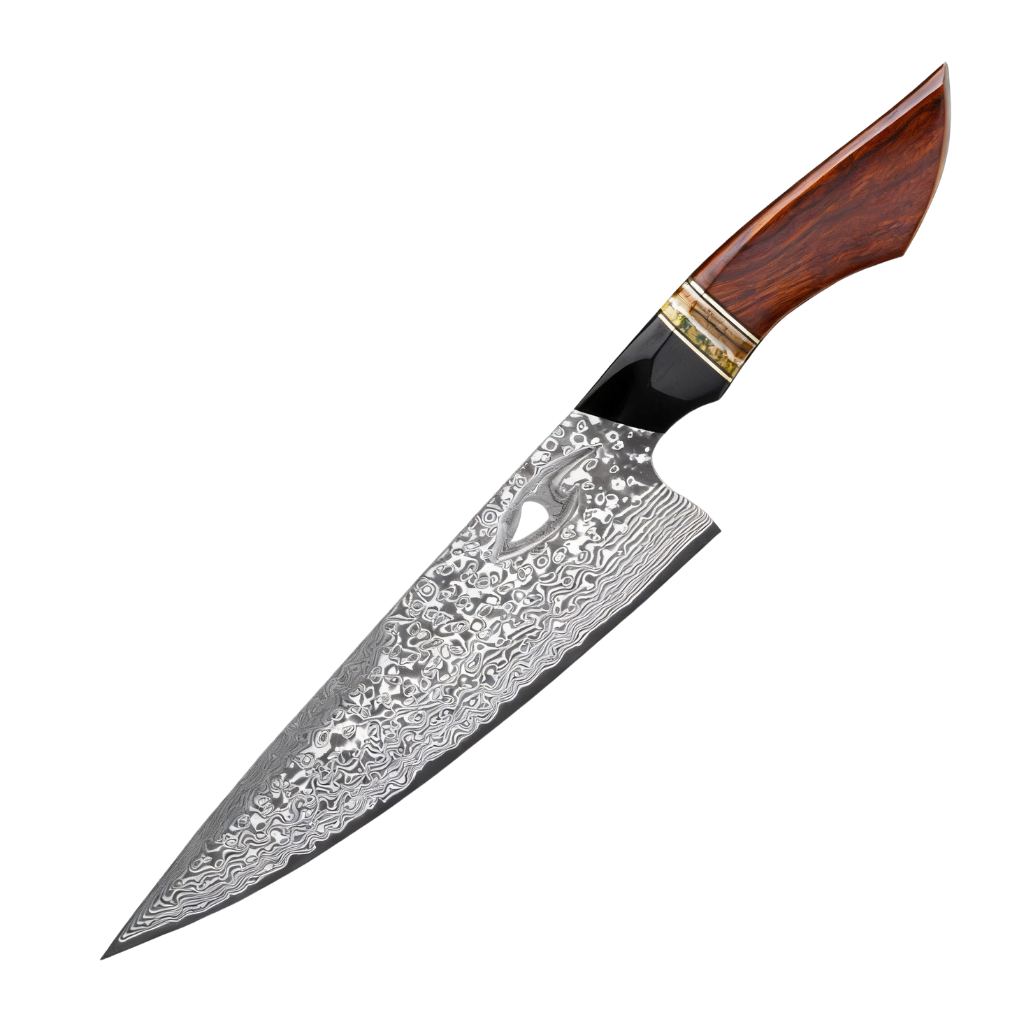 SZAKÁCSKÉS - SUPREME GYUTO – Damascus VG10 – Wooly Stone & Ironwood Edition – Bronz Vasfa Markolat