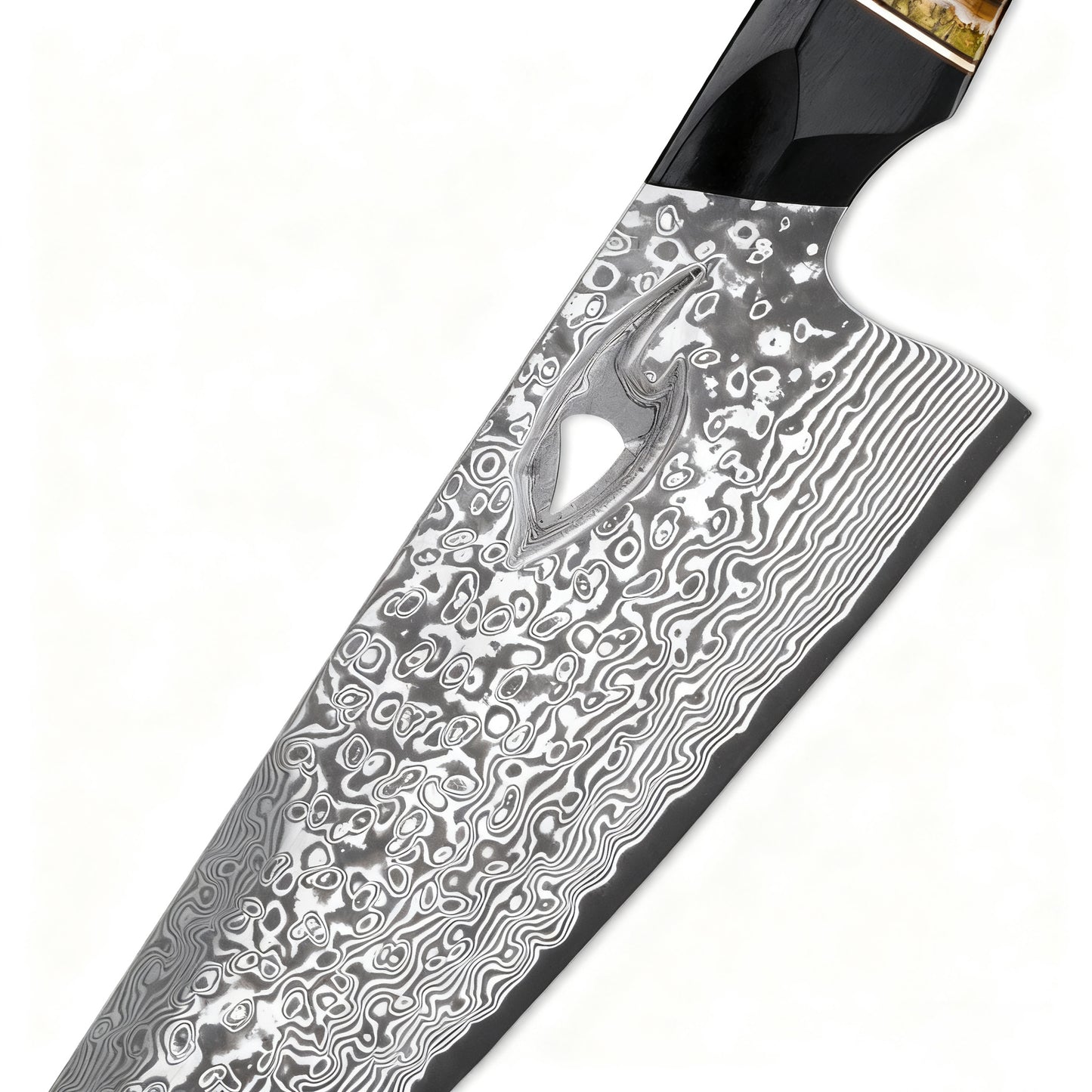 SUPREME GYUTO – Damascus VG10 – Wooly Stone & Ironwood Edition – Bronz Vasfa Markolat - 200 mm