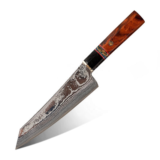 SUPREME KIRITSUKE – Damascus VG10 – Wooly Stone & Desert Ironwood Edition – Bivalyszarv Betéttel – 200 mm