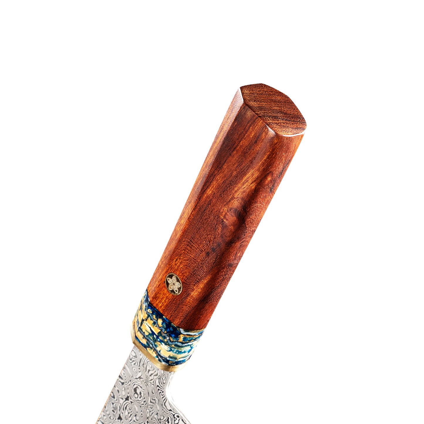 SZAKÁCSKÉS - SUPREME NAKIRI – Damascus VG10 – Brass & Desert Ironwood Edition – Sivatagi Vasfa Markolat