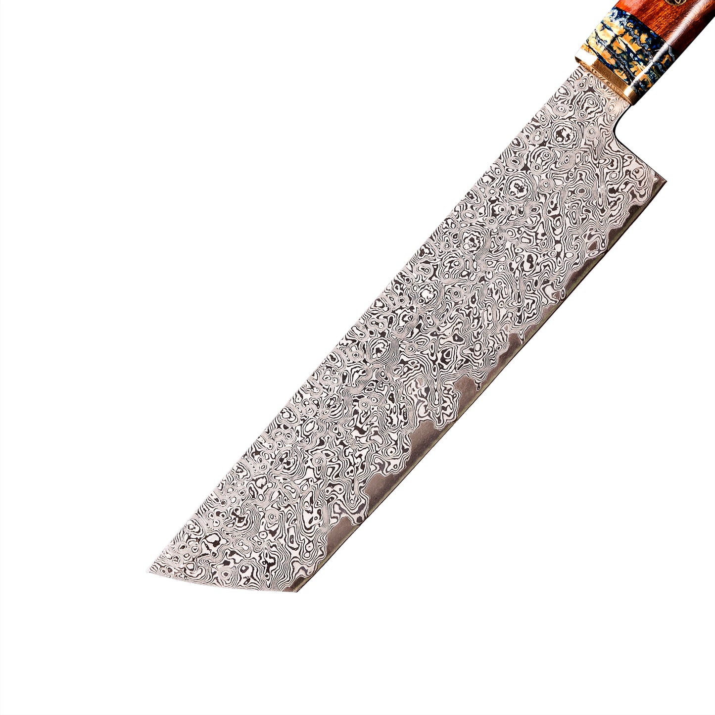 SZAKÁCSKÉS - SUPREME NAKIRI – Damascus VG10 – Brass & Desert Ironwood Edition – Sivatagi Vasfa Markolat