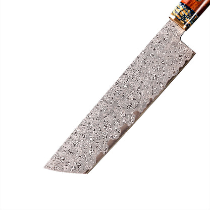 SZAKÁCSKÉS - SUPREME NAKIRI – Damascus VG10 – Brass & Desert Ironwood Edition – Sivatagi Vasfa Markolat