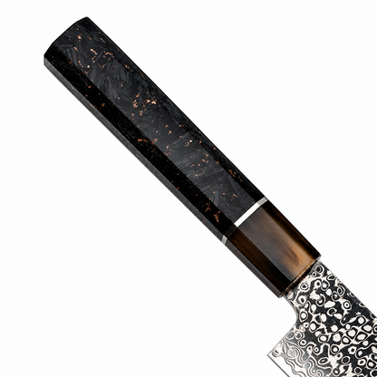 SUPREME SZAKÁCSKÉS SZETT – DAMASCUS VG10 – 2 darabos - Copper Royal – Réz és Bivalyszarv Markolat