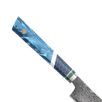 UNIVERZÁLIS KÉS – Damascus VG10 – Blue Mesh Edition – Kék Hálós Markolat