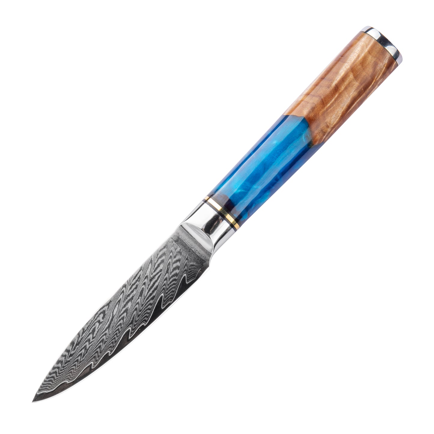 SZAKÁCSKÉS SZETT – DAMASCUS VG10 – 3 Darabos – Light Blue & Beige Edition – Kompozit Juharfa Markolat