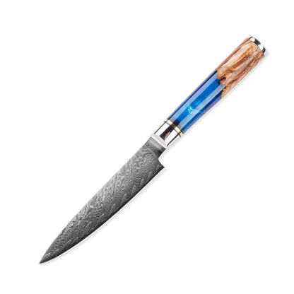 SZAKÁCSKÉS SZETT – DAMASCUS VG10 – 3 Darabos – Light Blue & Beige Edition – Kompozit Juharfa Markolat